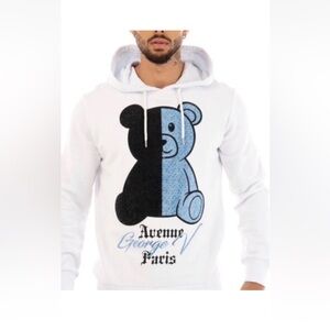 Avenue George V Paris White Hoodie Men’s long sleeve Sweatshirt M NWT